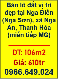 ☢️Bán lô đất vị trí đẹp tại Nga Điền (Nga Sơn), xã Nga An, Thanh Hóa (miễn tiếp MG), 0966649024
