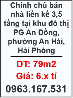 ☢️Chính chủ bán nhà liền kề 3,5 tầng tại khu đô thị PG An Đồng, phường An Hải, Hải Phòng. 0963167531