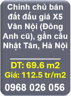 ⭐Chính chủ bán đất đấu giá X5 Vân Nội (Đông Anh cũ), gần cầu Nhật Tân, Hà Nội, 0968026056