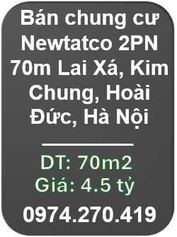 ⭐️Bán chung cư Newtatco 2PN 70m Lai Xá, Kim Chung, Hoài Đức, Hà Nội; 0974270419