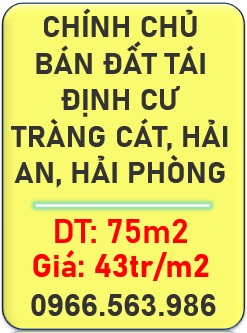 ⭐️CHÍNH CHỦ BÁN ĐẤT TÁI ĐỊNH CƯ TRÀNG CÁT, HẢI AN, HẢI PHÒNG; 0966.563.986