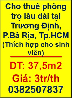 🌺Cho thuê phòng trọ lâu dài tại Trương Định, P.Bà Rịa, Tp.HCM (Thích hợp cho sinh viên) - 0382507837