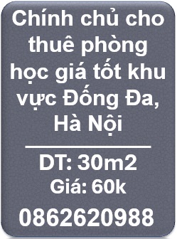 🌻Chính chủ cho thuê phòng học giá tốt khu vực Đống Đa, Hà Nội. 0862620988